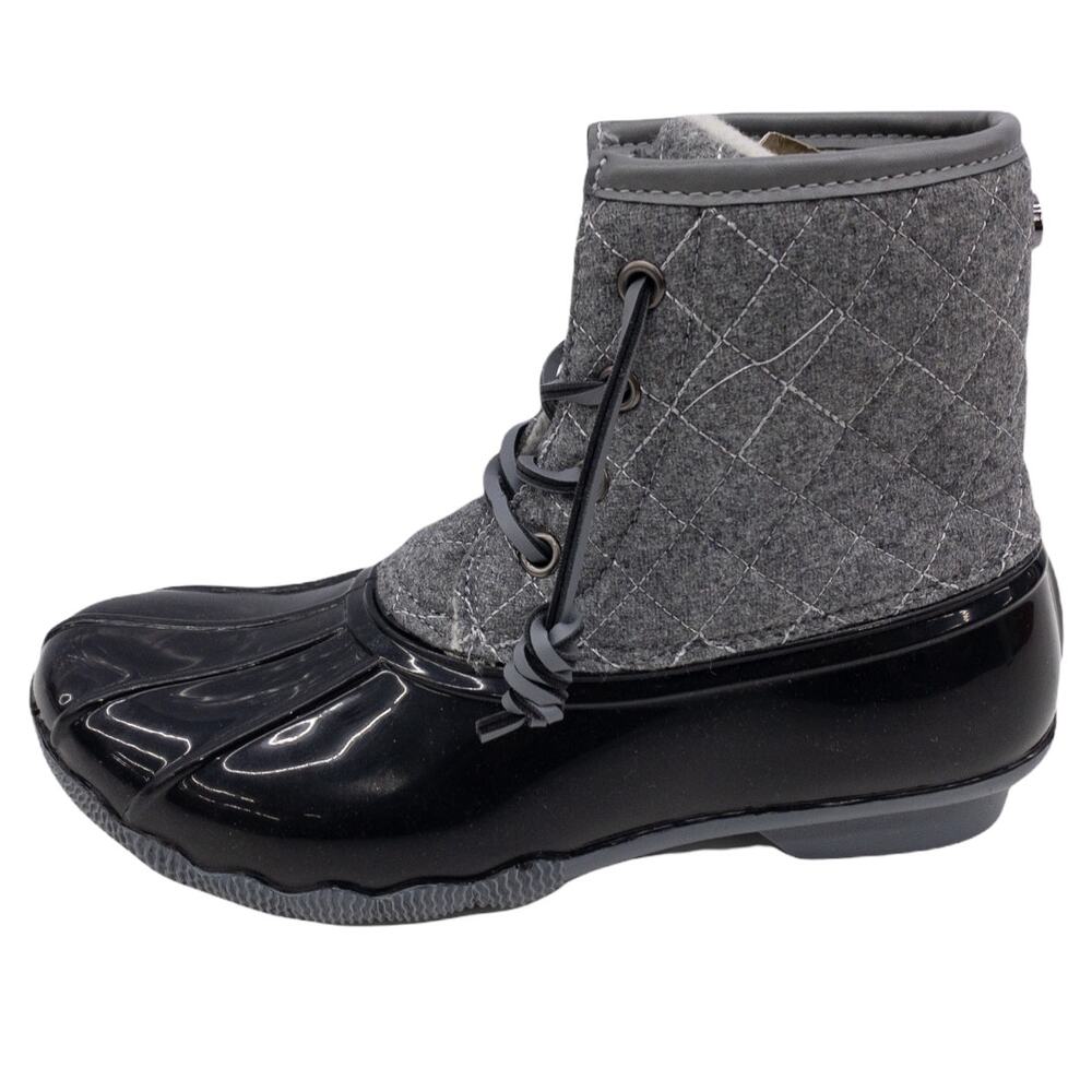 Seven7 Goose Duck Boot Women's 6 Black & Gray Quilted Wool Waterproof Lace-Up